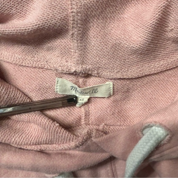 Madewell Bell-Sleeve Hoodie Sweatshirt in Pink Icing, Size XS - Picture 9 of 11